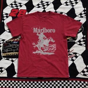 Marlboro Cowboy Tee - Red And White Streetwear Tee